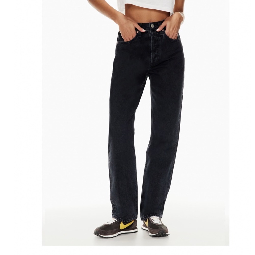 Denim Forum Joni High Rise Loose Jeans Black Button Fly 25 Denim‎ Minimalist 27"